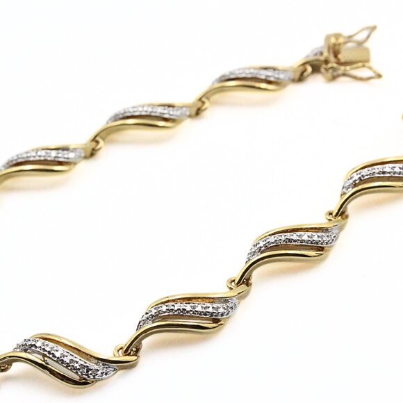 Exquisite PAJ China Diamond Accent 18K Gold Plated Sterling Silver Tennis Bracel - Picture 6 of 12